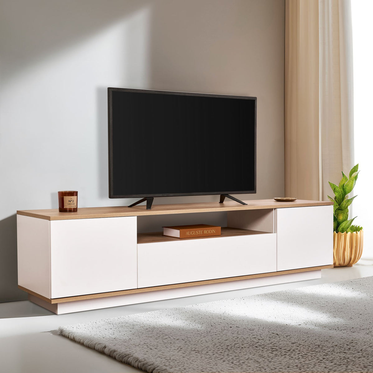 Έπιπλο Τηλεόρασης TV Βάση Σύνθεση Λευκό Cadiz Δρυς | 353NRD1203