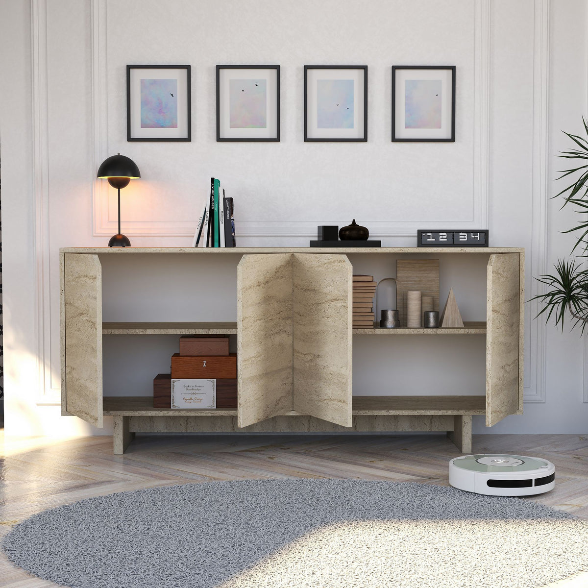 Μπουφές Τραβερτίνη 180x40x80,6cm | 360ALE1111