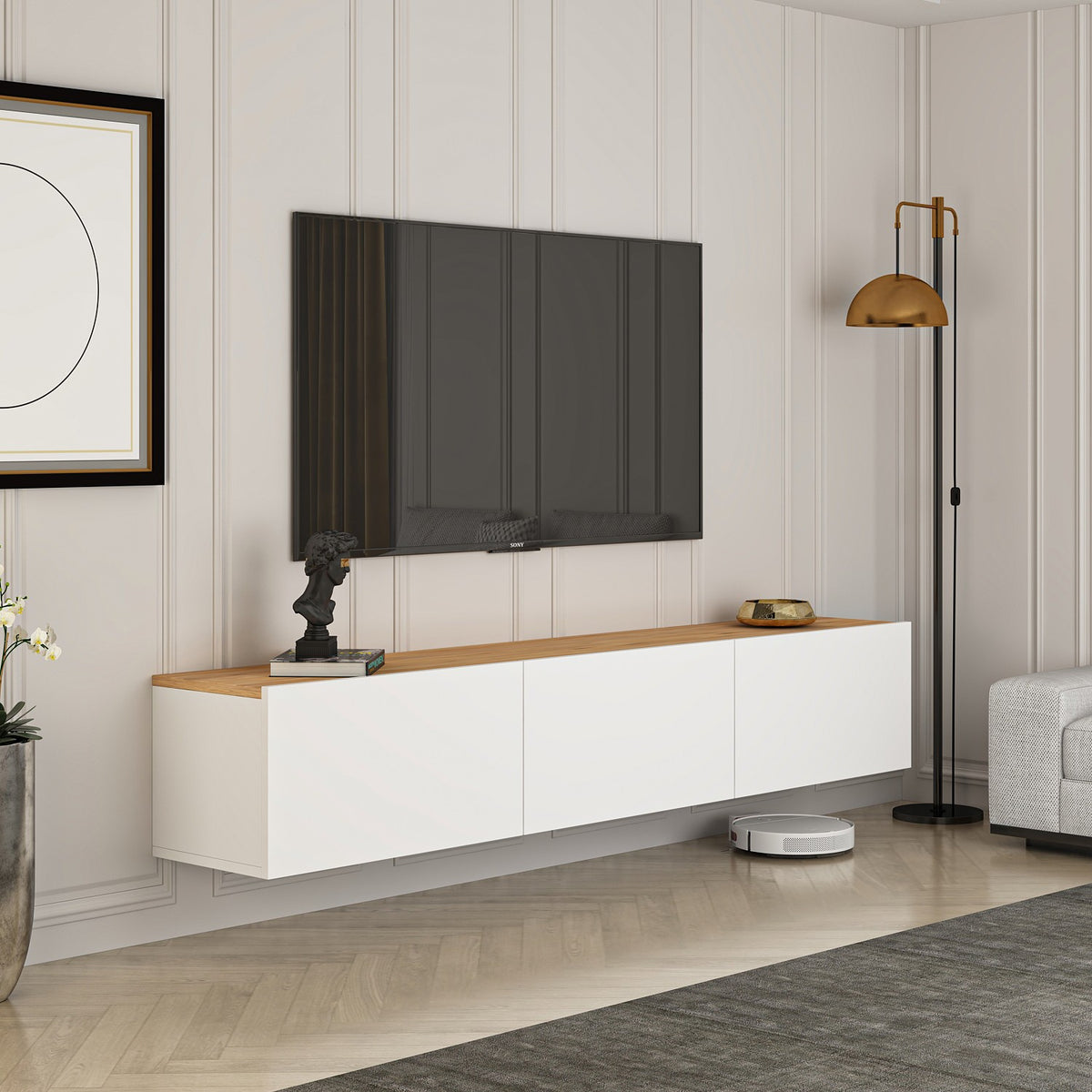 Έπιπλο Τηλεόρασης TV Βάση Σύνθεση Λευκό Atlantic Pine | 362ANT1155
