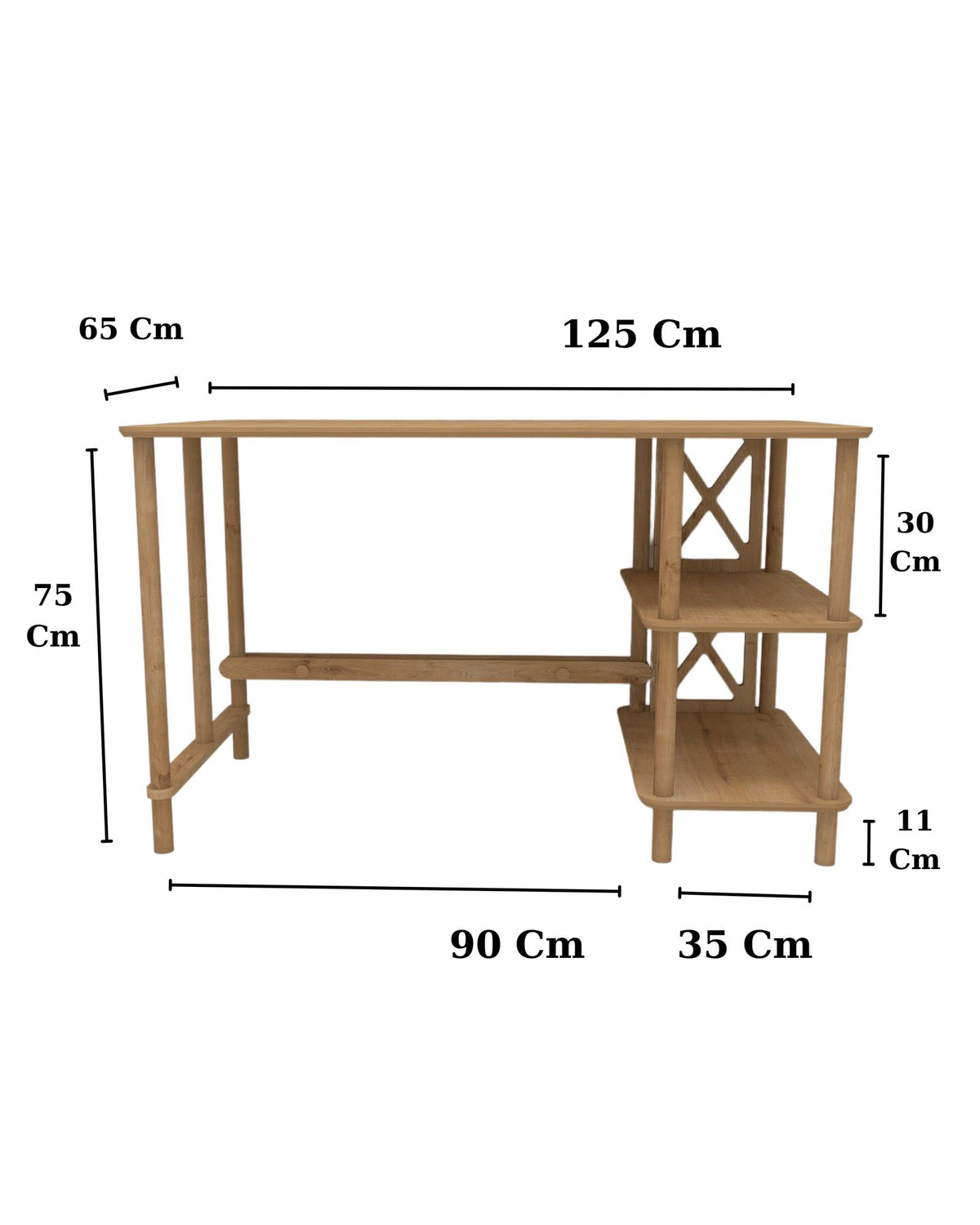 Γραφείο Υπολογιστή και Μελέτης 125x75x65 εκ. Δρυς | 362JRT1101