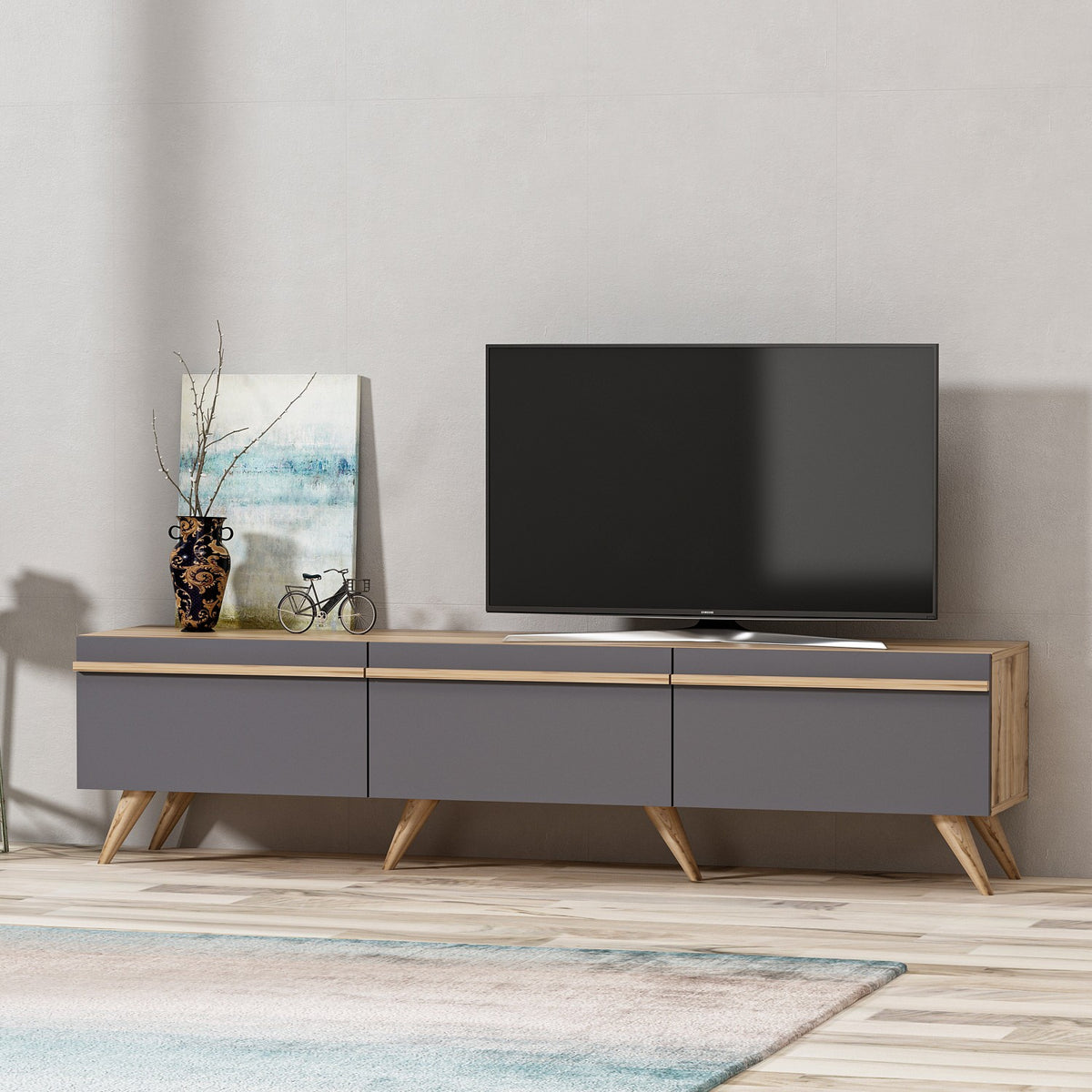 Έπιπλο Τηλεόρασης TV Βάση Σύνθεση Ανθρακί | 382NRC1105