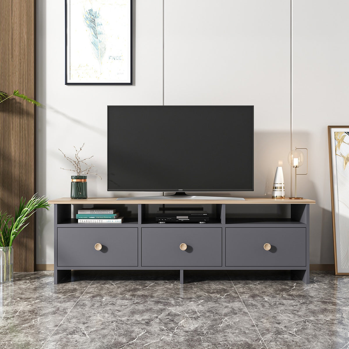 Έπιπλο Τηλεόρασης TV Βάση Σύνθεση Ανθρακί Δρυς | 382NRC1106