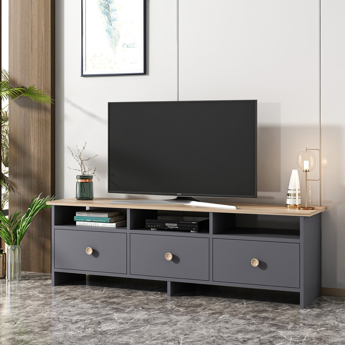 Έπιπλο Τηλεόρασης TV Βάση Σύνθεση Ανθρακί Δρυς | 382NRC1106