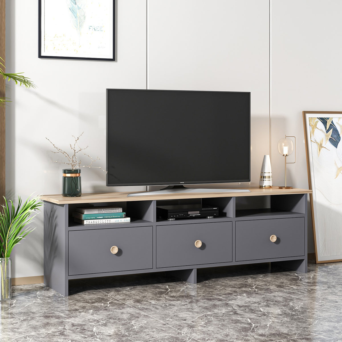 Έπιπλο Τηλεόρασης TV Βάση Σύνθεση Ανθρακί Δρυς | 382NRC1106