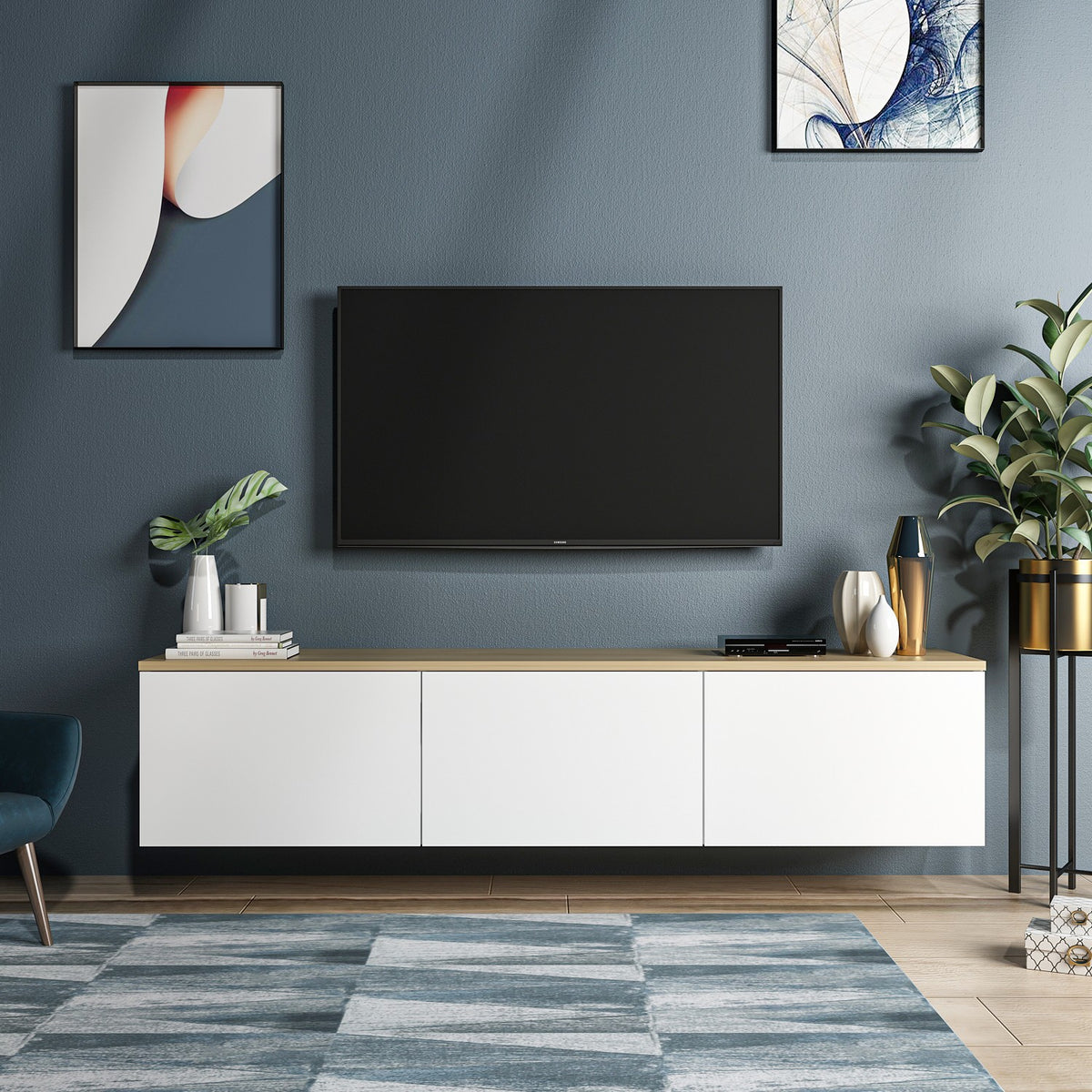 Έπιπλο Τηλεόρασης TV Βάση Σύνθεση Λευκό Δρυς | 382NRC1108