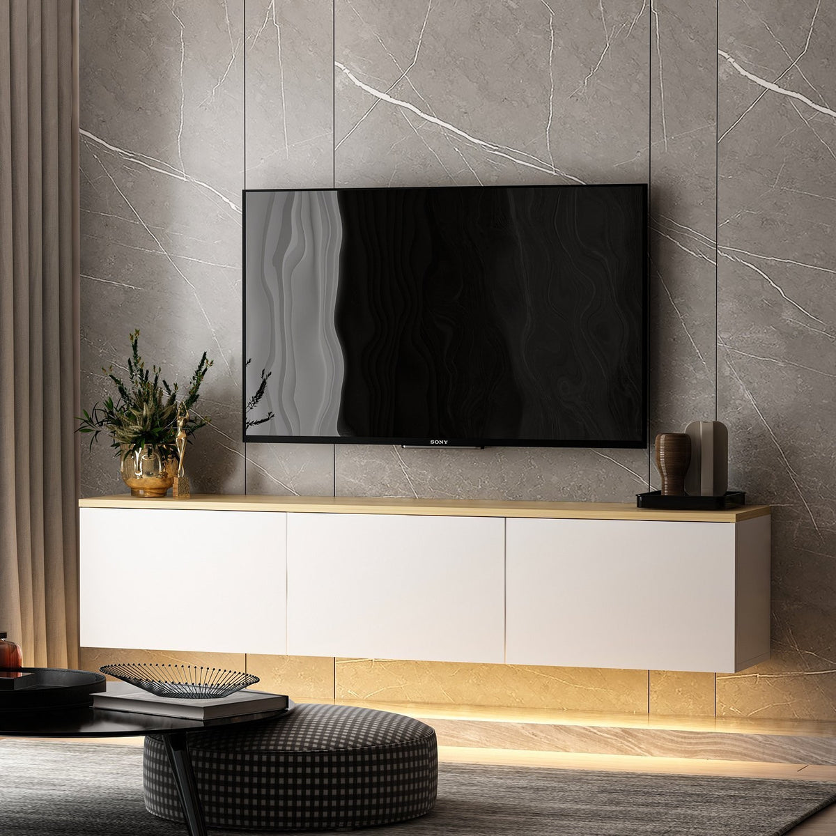 Έπιπλο Τηλεόρασης TV Βάση Σύνθεση Λευκό Δρυς | 382NRC1123