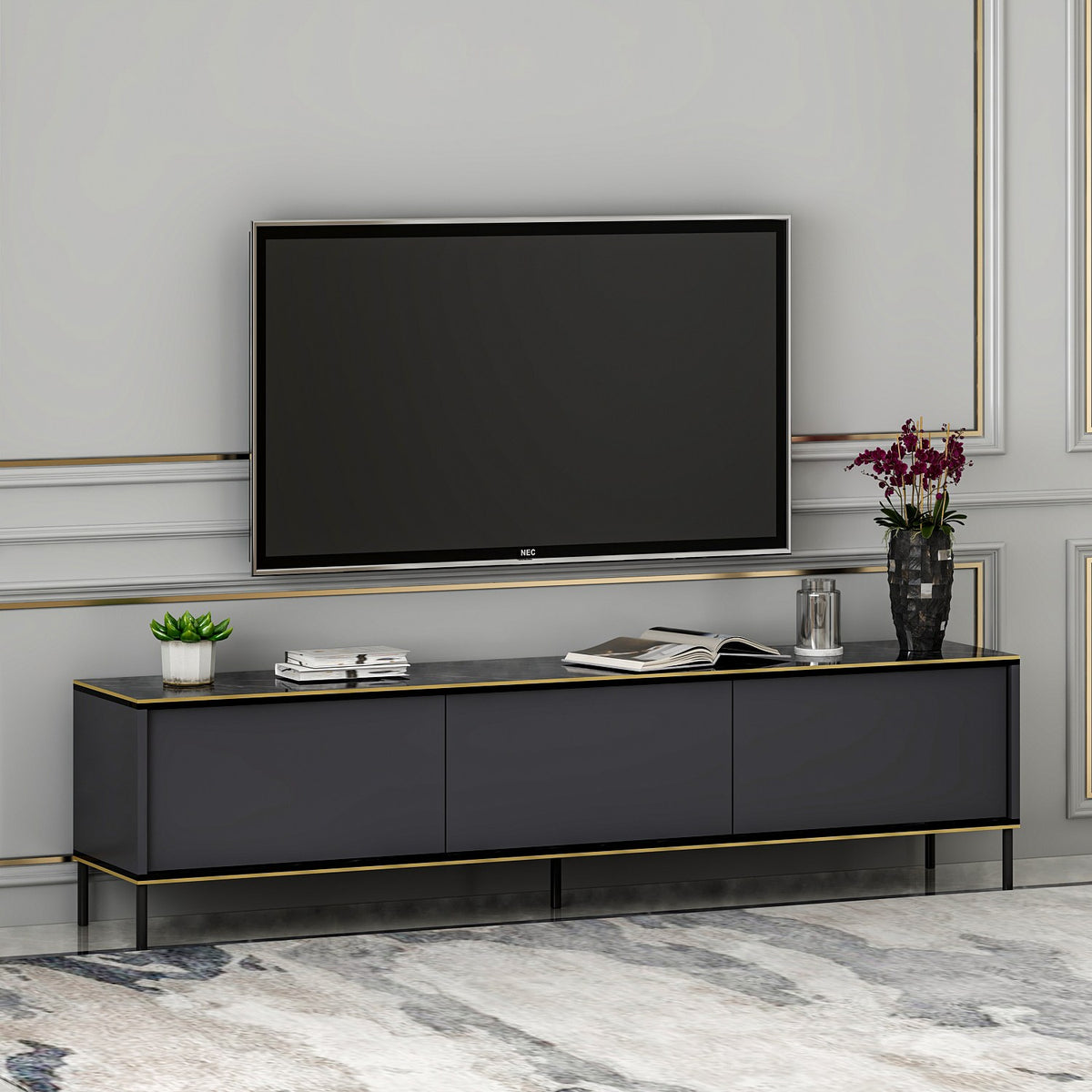 Έπιπλο Τηλεόρασης TV Βάση Σύνθεση Ανθρακί | 382NRC1129