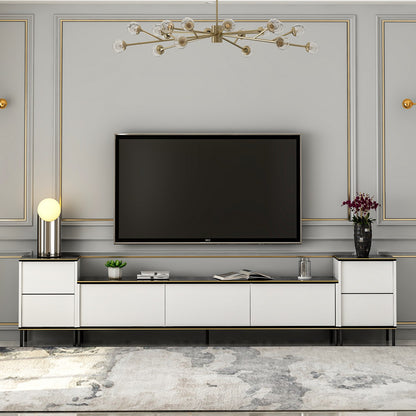 Έπιπλο Τηλεόρασης TV Βάση Σύνθεση Λευκό Μαύρο Χρυσό | 382NRC1136