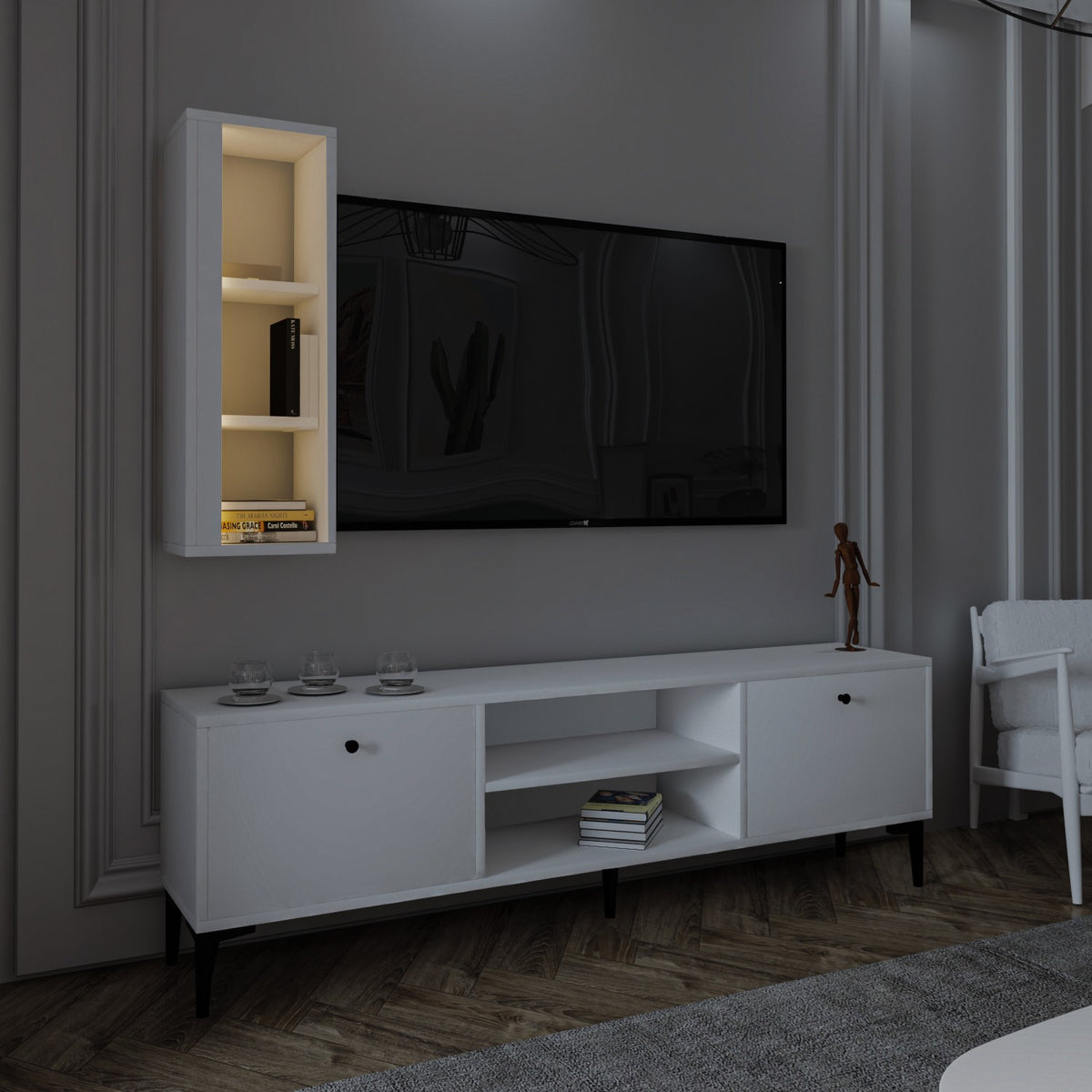 Έπιπλο Τηλεόρασης TV Βάση Σύνθεση Λευκό | 382NRC1140
