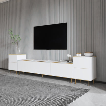 Έπιπλο Τηλεόρασης TV Βάση Σύνθεση Λευκό Marble Χρυσό | 382NRC1141