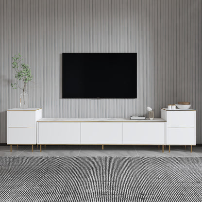 Έπιπλο Τηλεόρασης TV Βάση Σύνθεση Λευκό Marble Χρυσό | 382NRC1141