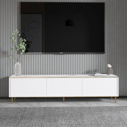 Έπιπλο Τηλεόρασης TV Βάση Σύνθεση Λευκό Marble Χρυσό | 382NRC1143