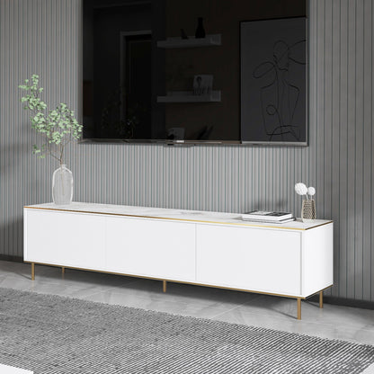 Έπιπλο Τηλεόρασης TV Βάση Σύνθεση Λευκό Marble Χρυσό | 382NRC1143