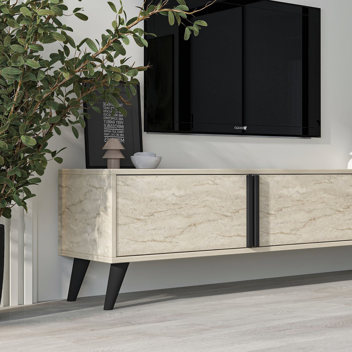 Έπιπλο Τηλεόρασης TV Βάση Σύνθεση Travertine | 382NRC1154