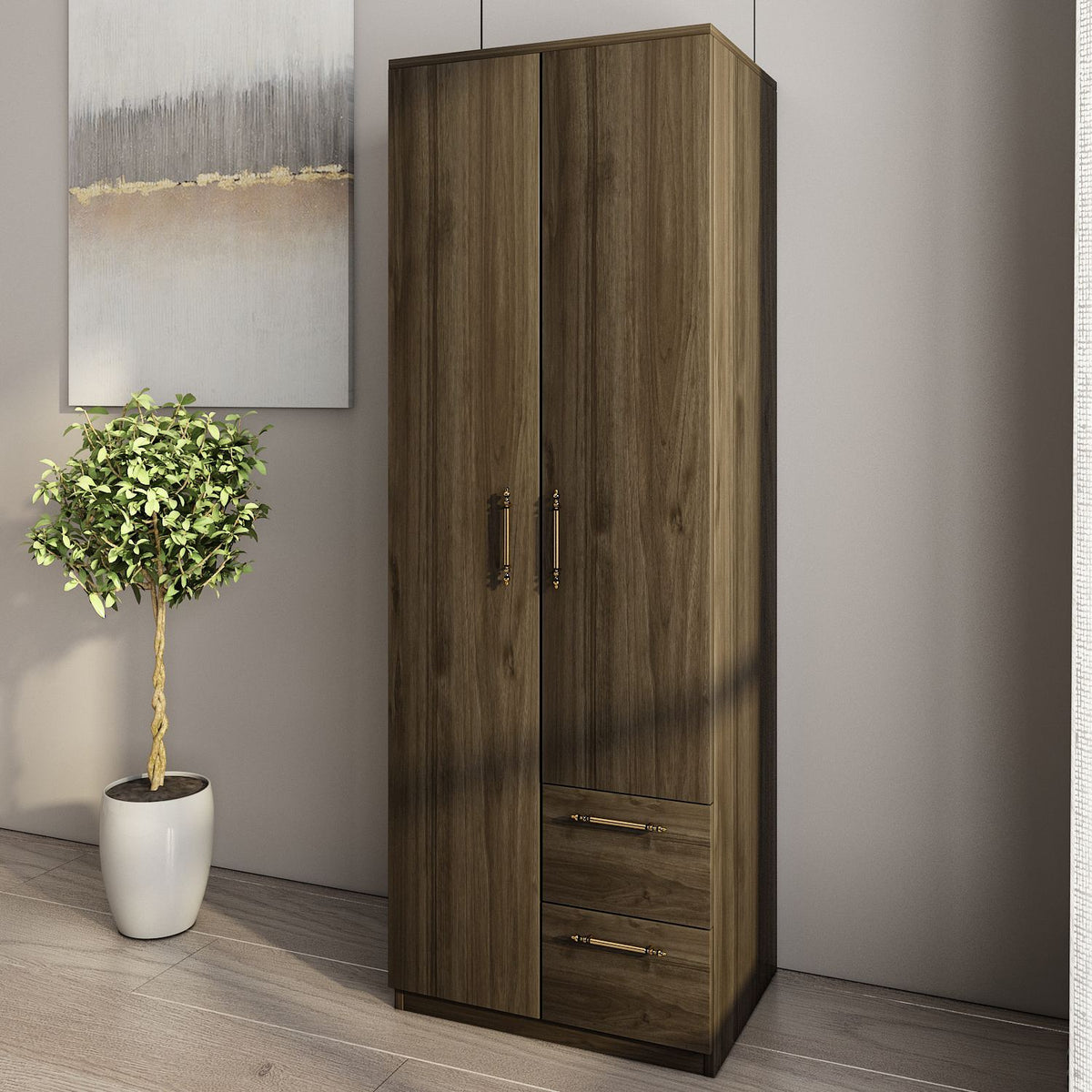 Ντουλάπα 60x171.8x45 εκ Καρυδί 382NRC1163