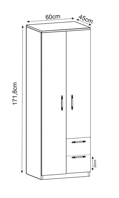 Ντουλάπα 60x171.8x45 εκ Λευκό 382NRC1164
