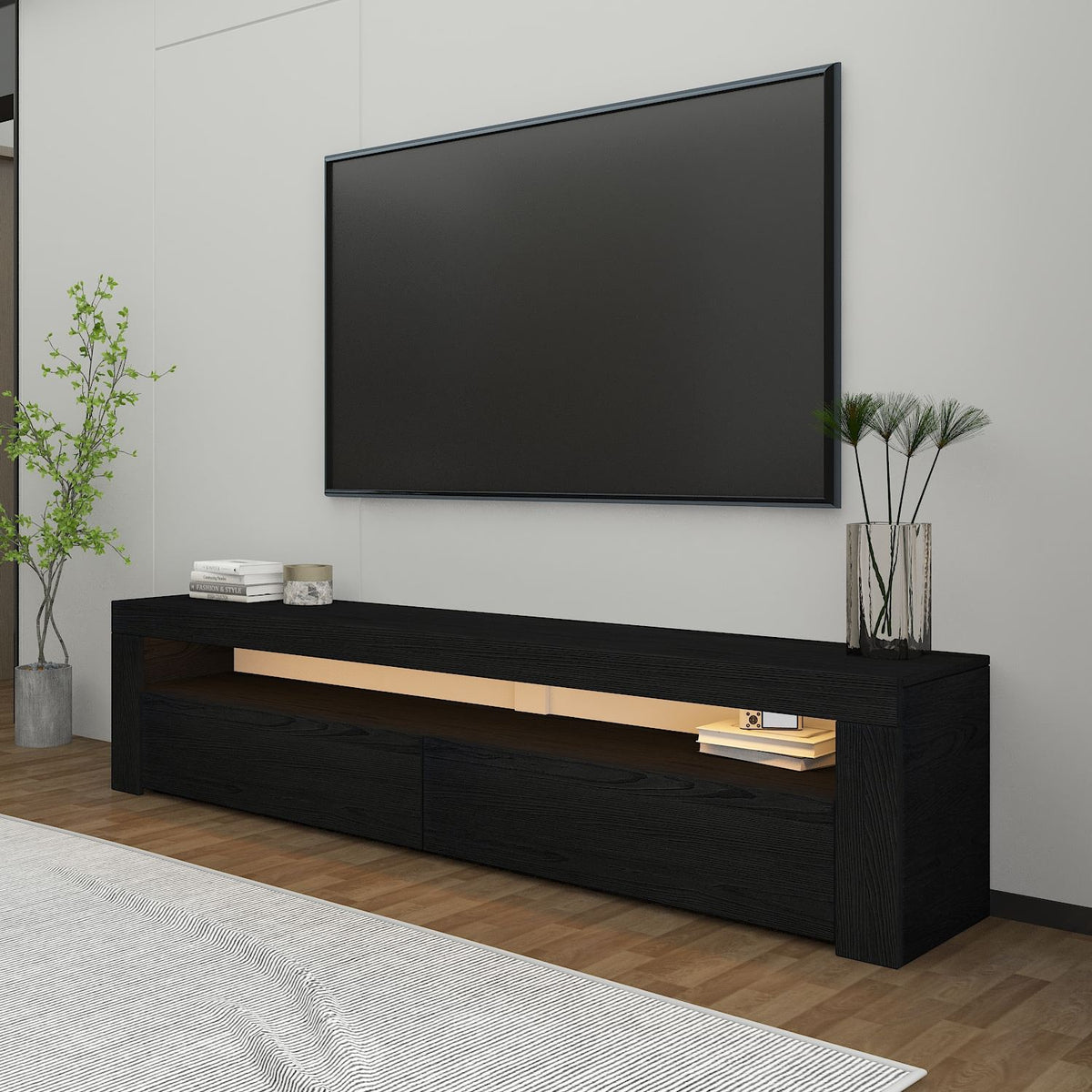 Έπιπλο Τηλεόρασης TV Βάση Σύνθεση Ξύλο Μαύρο | 382NRC1167