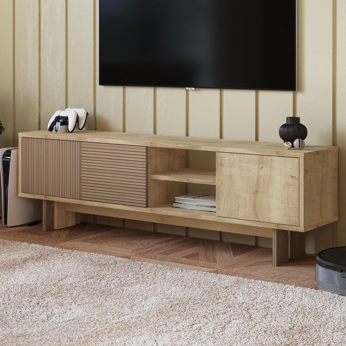 Έπιπλο Τηλεόρασης TV Βάση Σύνθεση Warm Δρυς Sapphire Δρυς | 382NRC1174