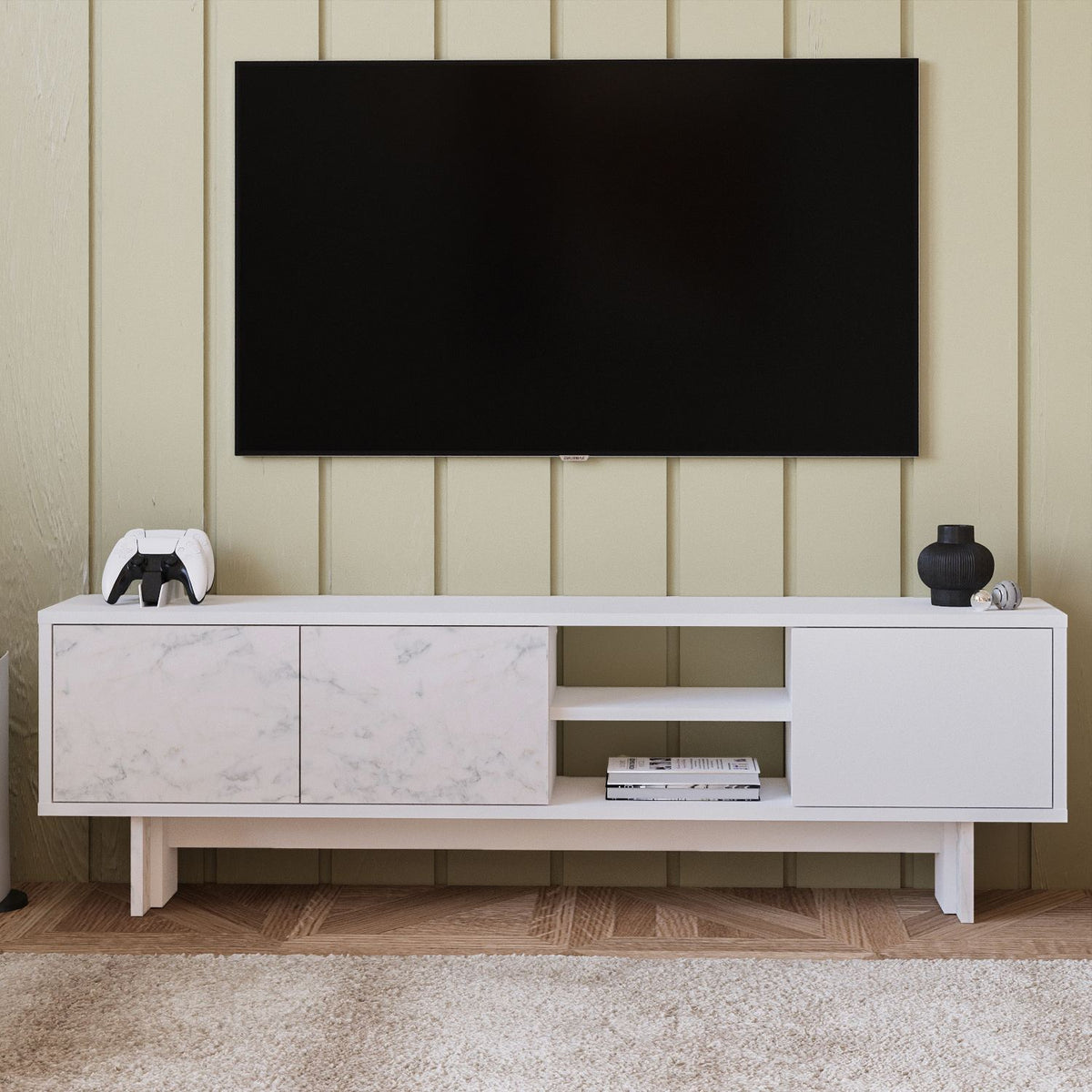 Έπιπλο Τηλεόρασης TV Βάση Σύνθεση Λευκό Marble | 382NRC1175