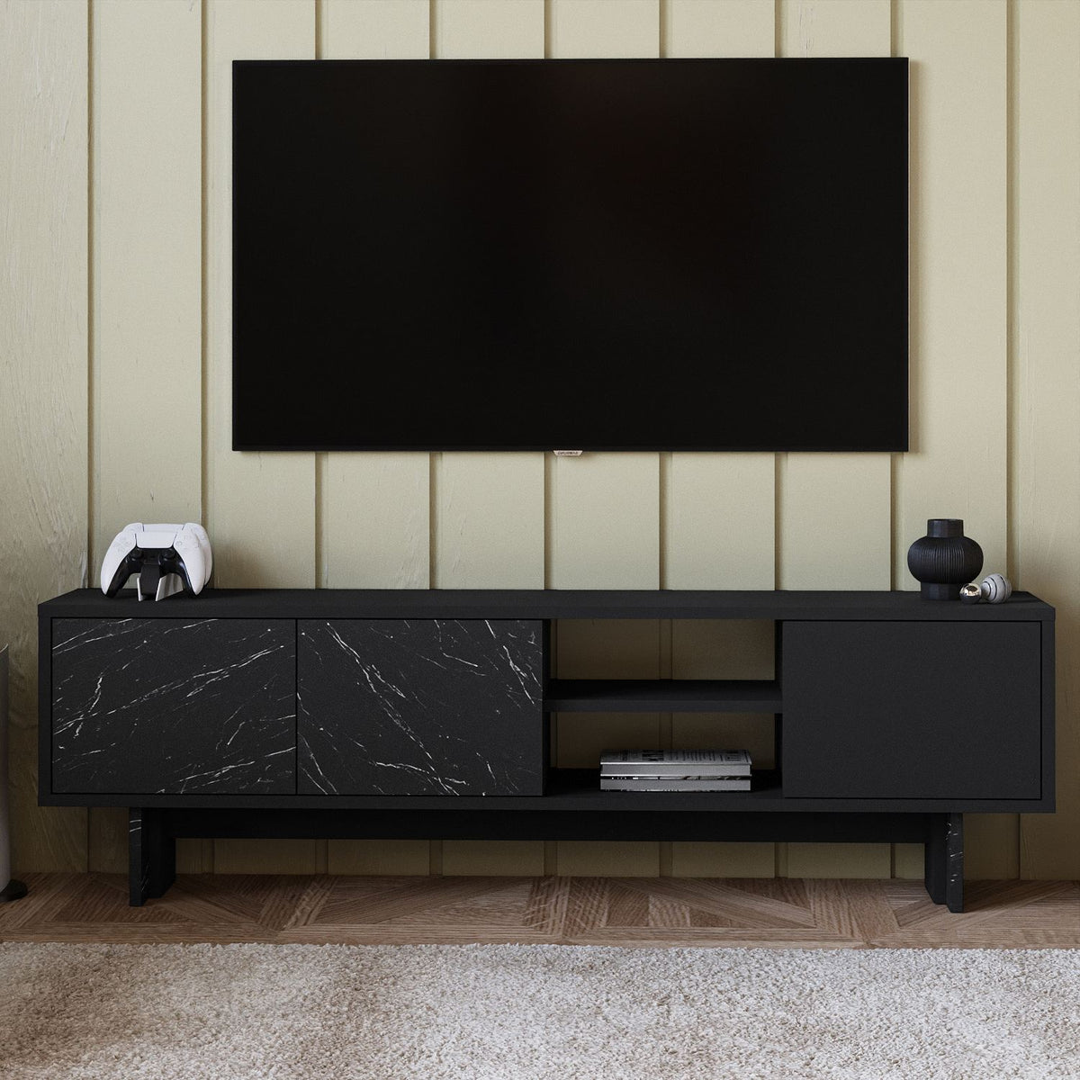 Έπιπλο Τηλεόρασης TV Βάση Σύνθεση Μαύρο Marble | 382NRC1176