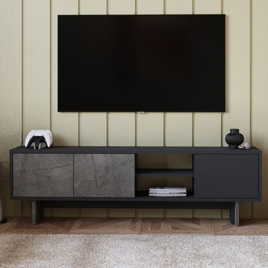 Έπιπλο Τηλεόρασης TV Βάση Σύνθεση Marble Ανθρακί | 382NRC1177