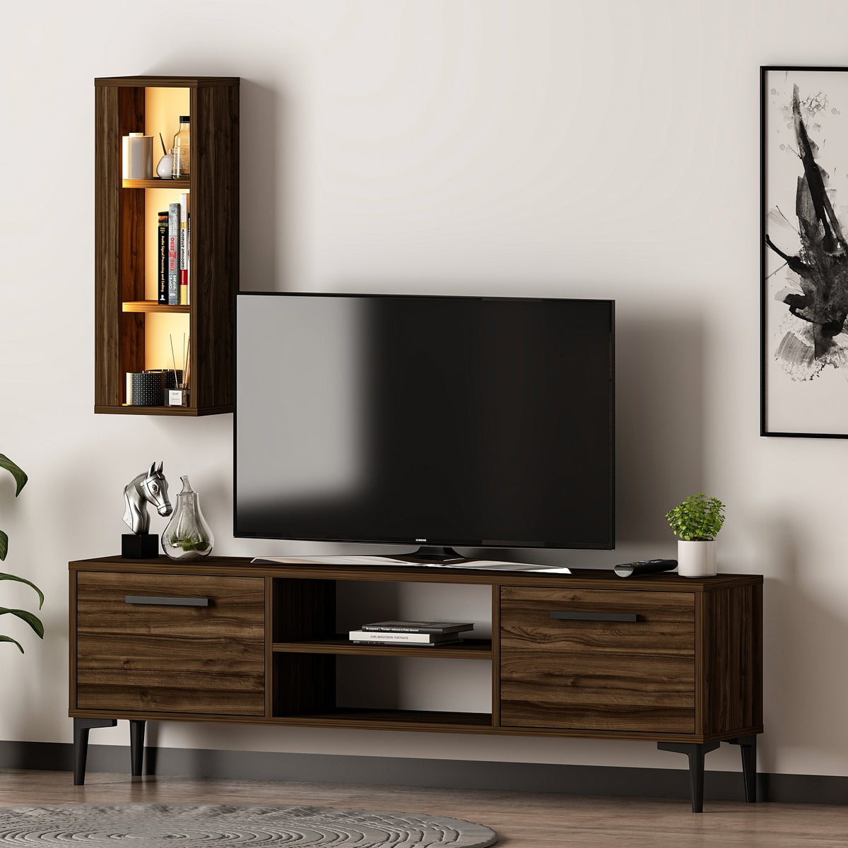 Έπιπλο Τηλεόρασης TV Βάση Σύνθεση Καρυδί | 382NRC1520