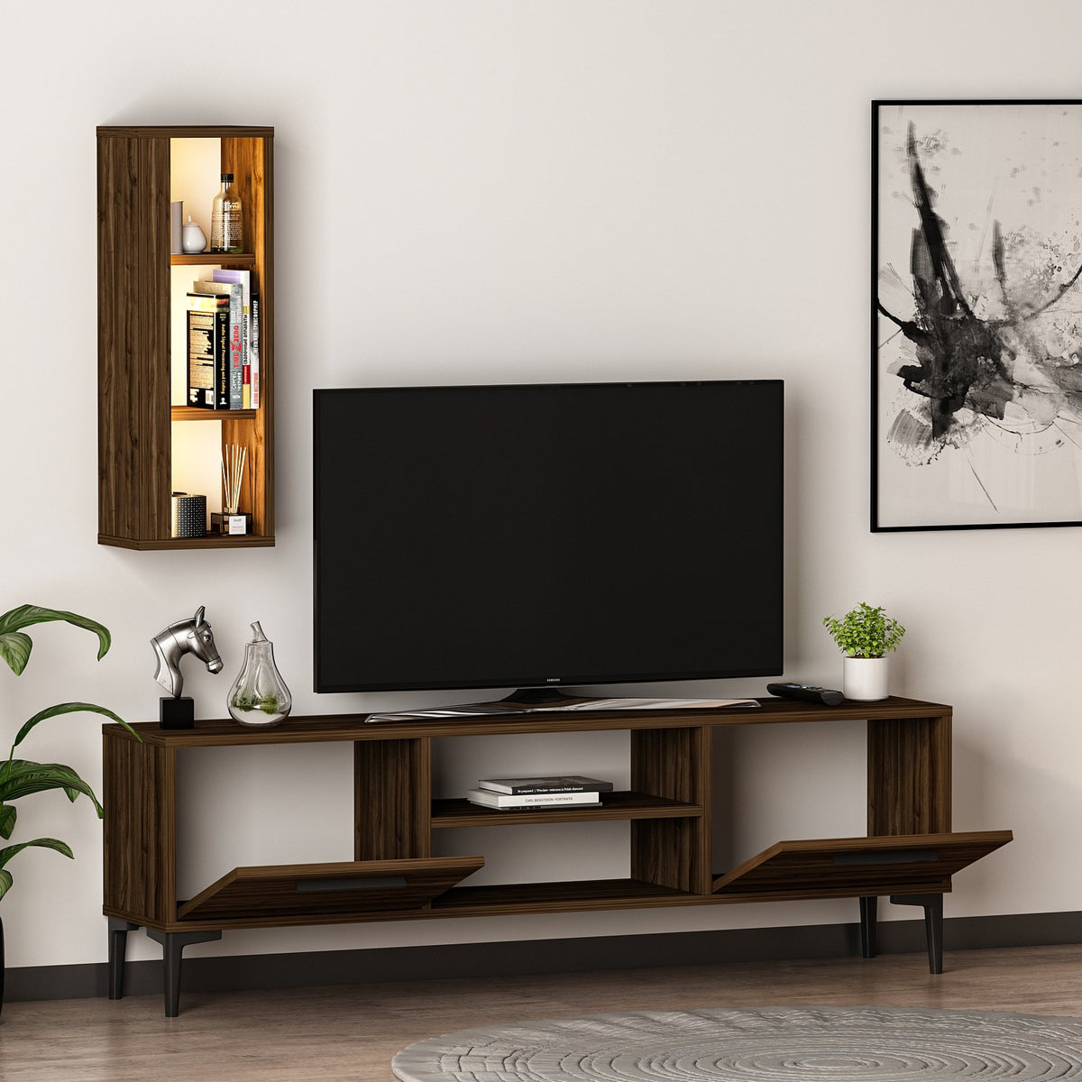 Έπιπλο Τηλεόρασης TV Βάση Σύνθεση Καρυδί | 382NRC1520