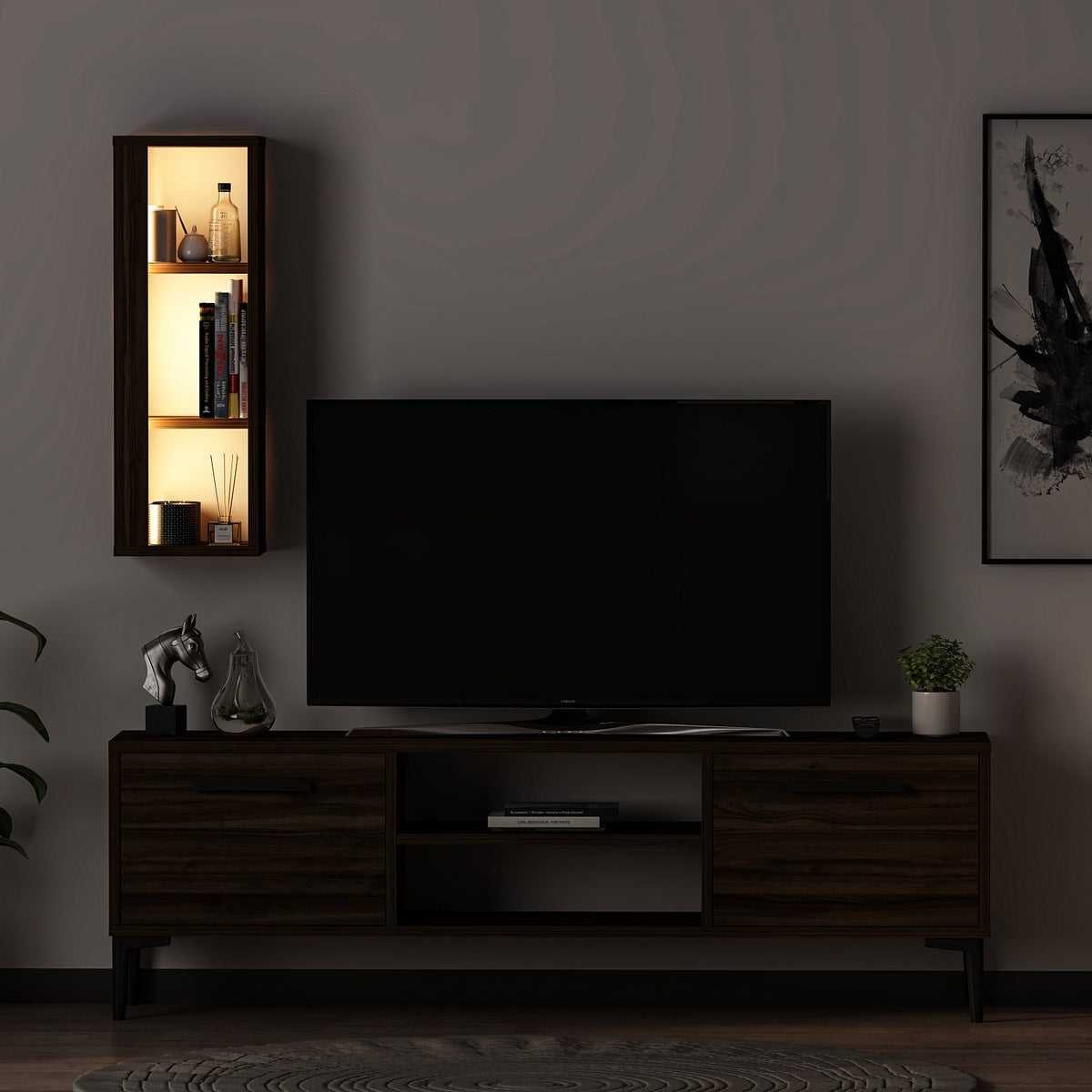 Έπιπλο Τηλεόρασης TV Βάση Σύνθεση Καρυδί | 382NRC1520