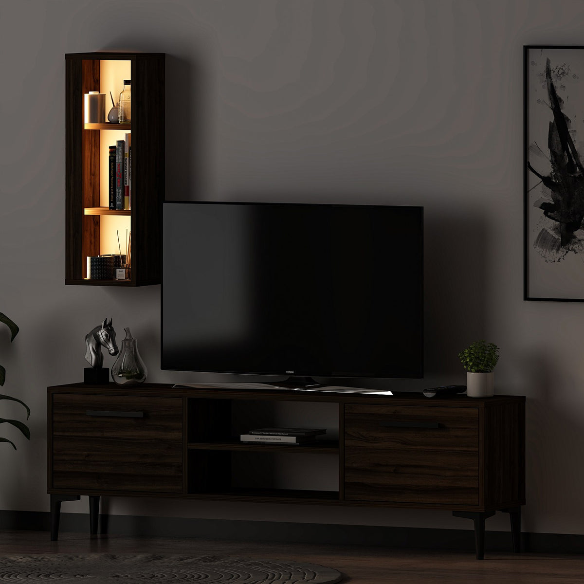 Έπιπλο Τηλεόρασης TV Βάση Σύνθεση Καρυδί | 382NRC1520