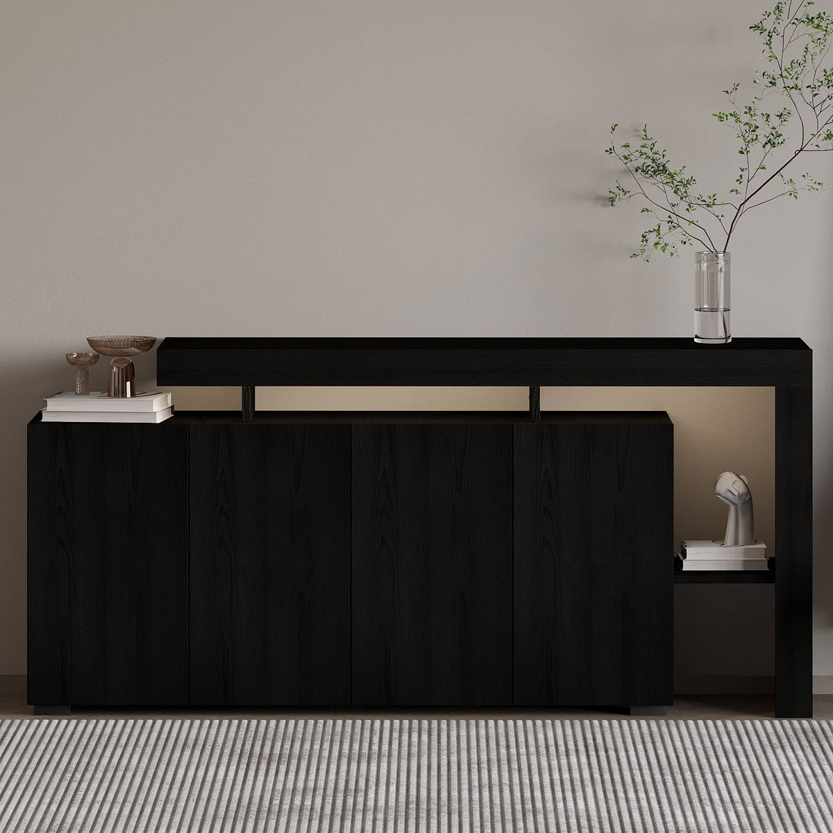 Μπουφές Wood Μαύρο 170x35x80cm | 382NRC1604