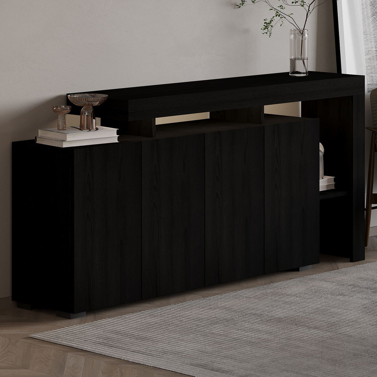 Μπουφές Wood Μαύρο 170x35x80cm | 382NRC1604