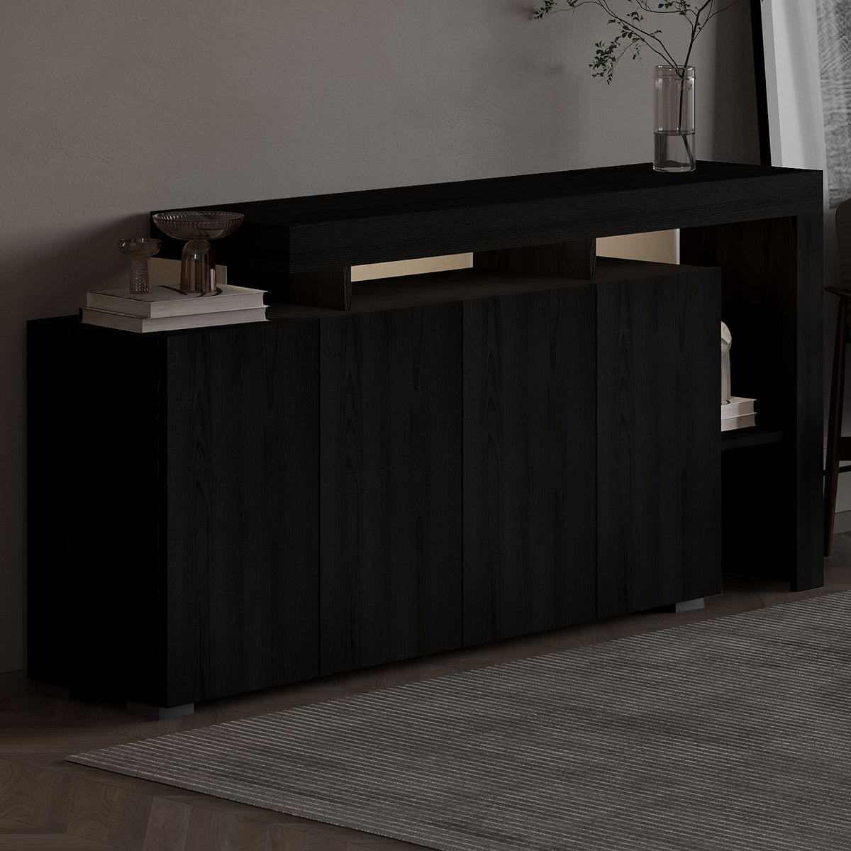 Μπουφές Wood Μαύρο 170x35x80cm | 382NRC1604