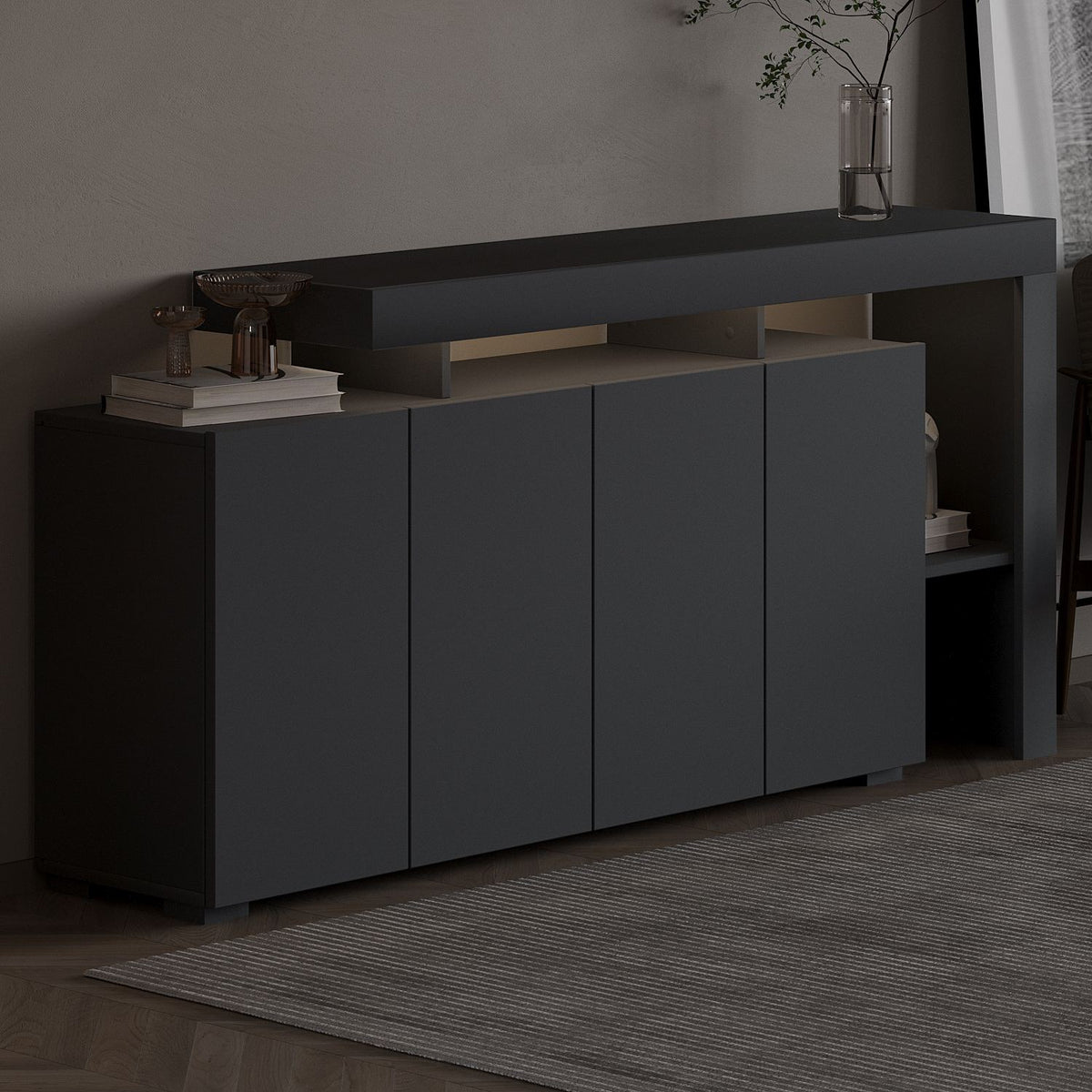 Μπουφές Ανθρακί 170x35x80cm | 382NRC1605