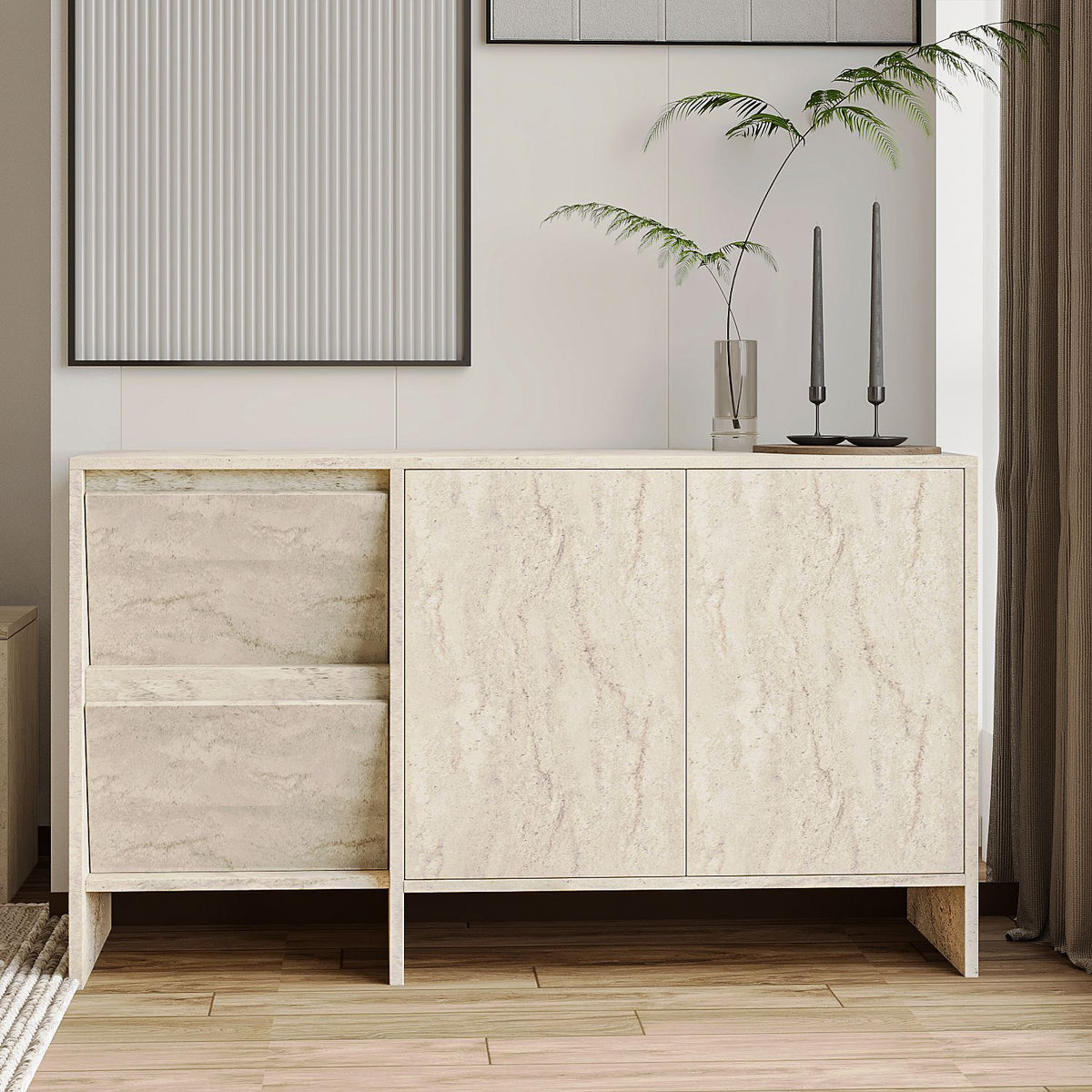 Μπουφές Τραβερτίνη 130x44x81,8cm | 382NRC1612