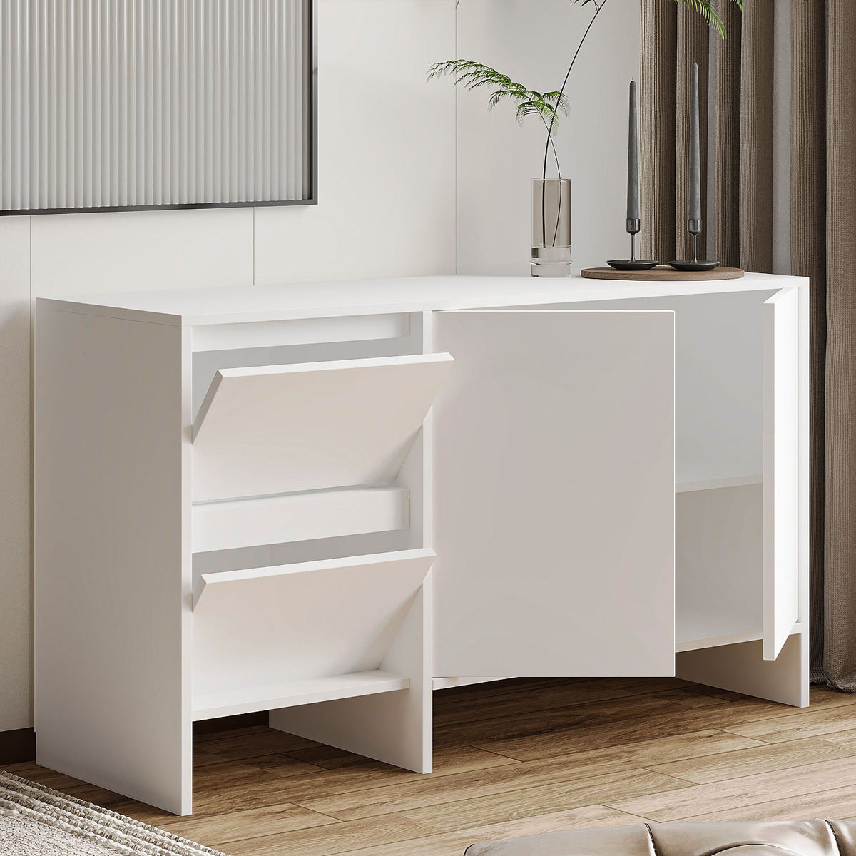 Μπουφές Λευκό 130x44x81,8cm | 382NRC1613
