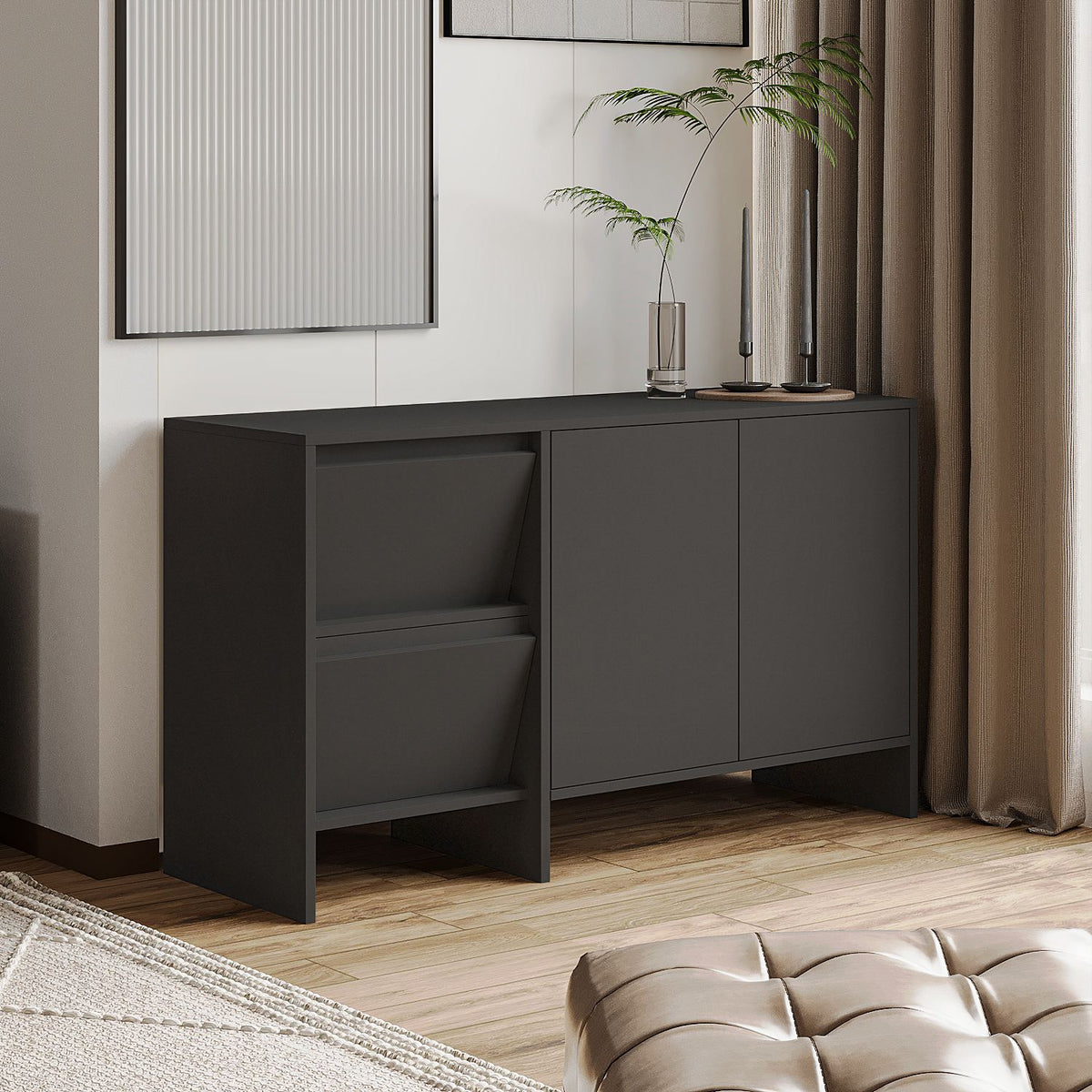 Μπουφές Ανθρακί 130x44x81,8cm | 382NRC1614