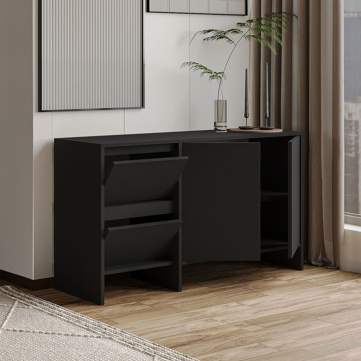 Μπουφές Μαύρο 130x44x81,8cm | 382NRC1615