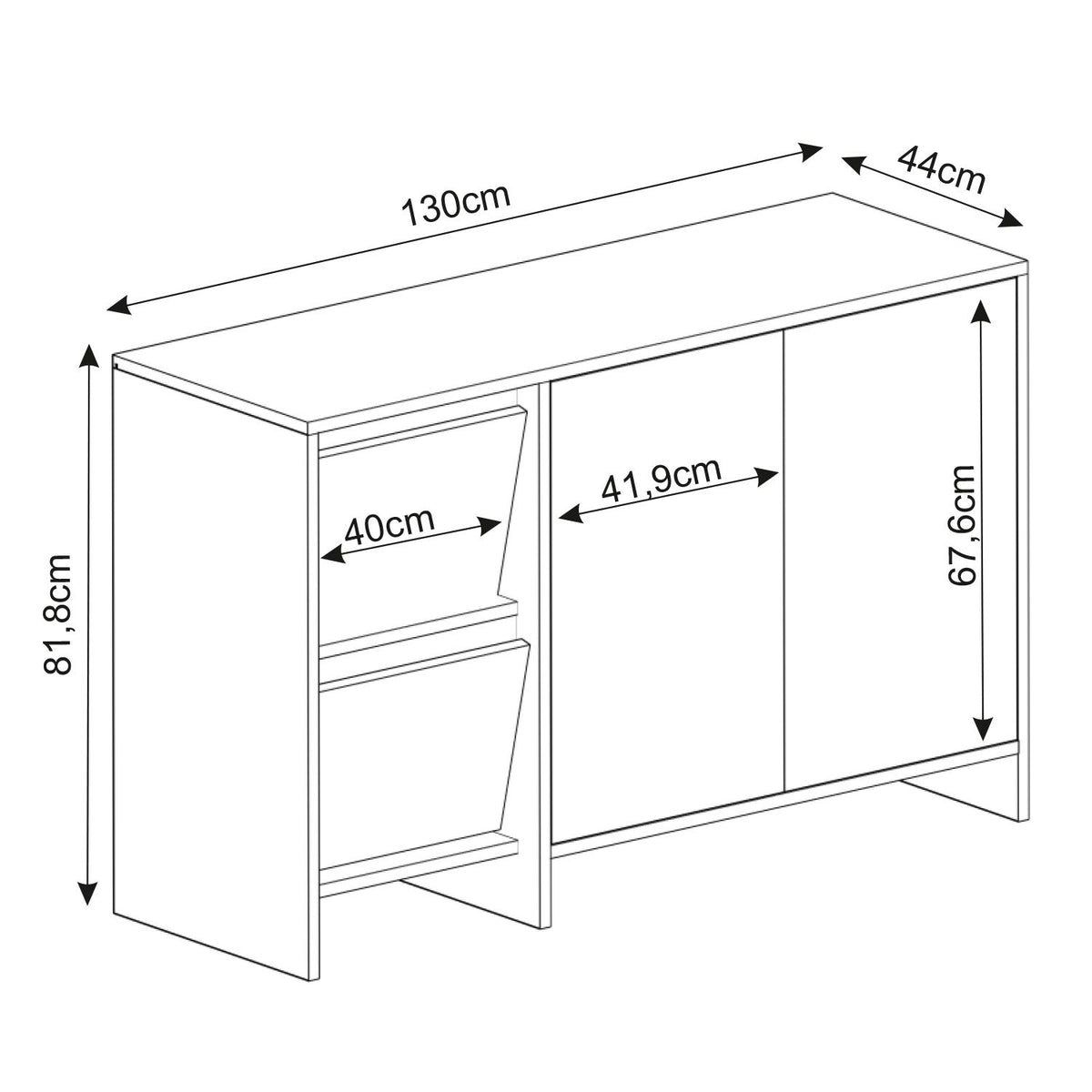 Μπουφές Μαύρο 130x44x81,8cm | 382NRC1615