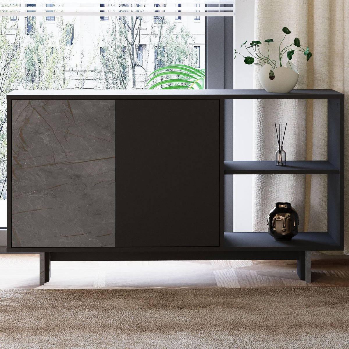 Μπουφές Μάρμαρο
Ανθρακί 140x35x80cm | 382NRC1619