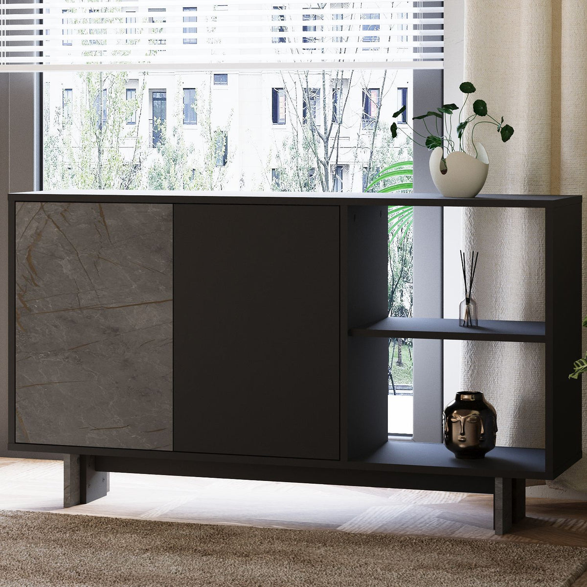 Μπουφές Μάρμαρο
Ανθρακί 140x35x80cm | 382NRC1619