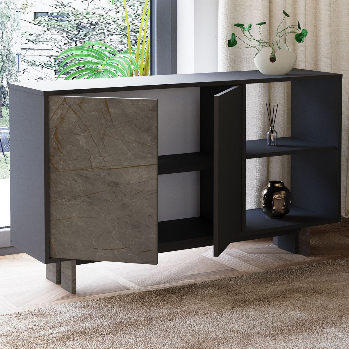 Μπουφές Μάρμαρο
Ανθρακί 140x35x80cm | 382NRC1619