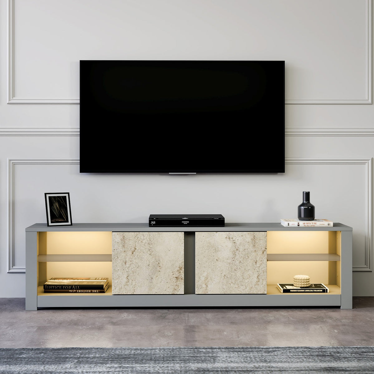 Έπιπλο Τηλεόρασης TV Βάση Σύνθεση Γκρι Travertine | 382NRC2526