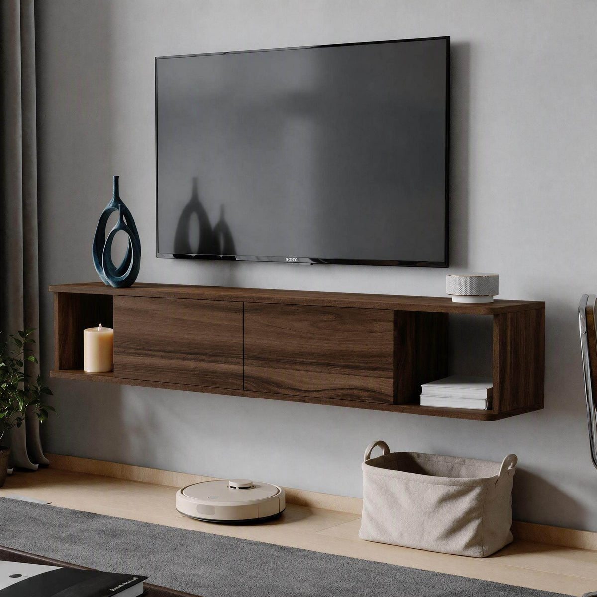 Έπιπλο Τηλεόρασης 160 × 29 × 29 Καρυδιά 382NRC3233