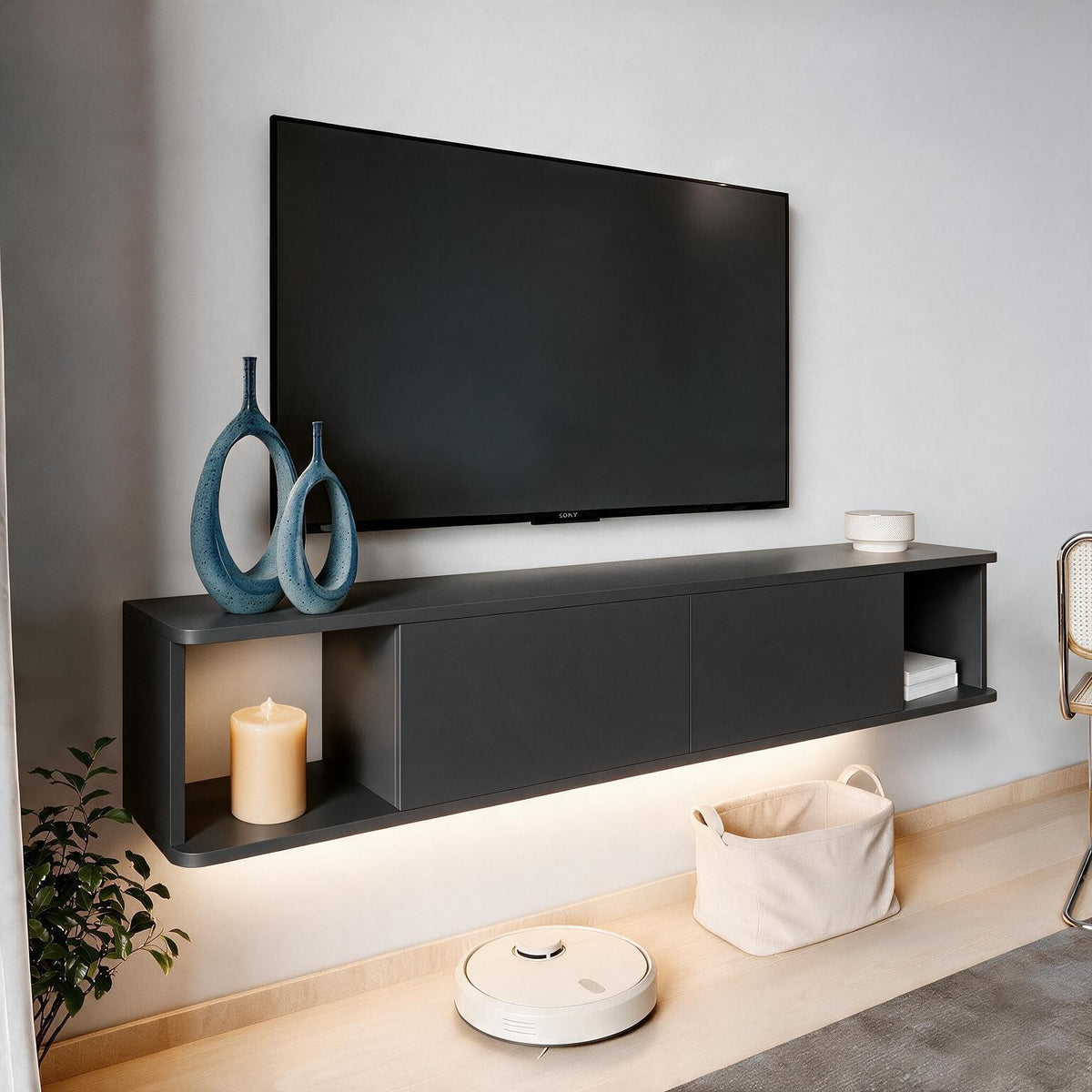 Έπιπλο Τηλεόρασης 160 × 29 × 29 Ανθρακί 382NRC3235