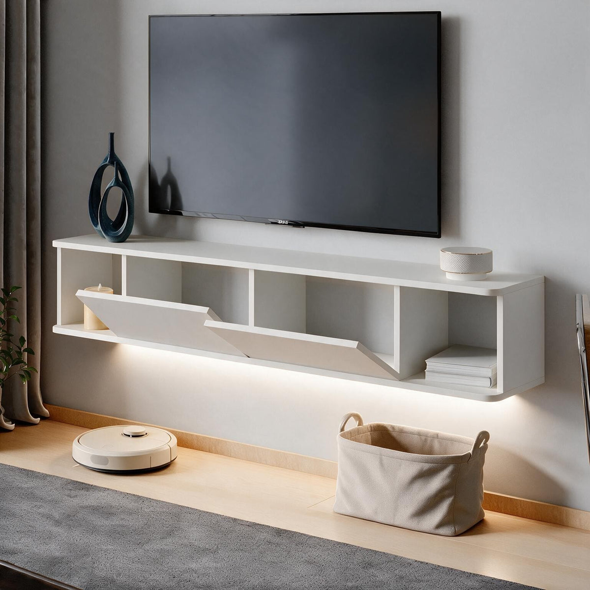 Έπιπλο Τηλεόρασης 160 × 29 × 29 Λευκό 382NRC3236