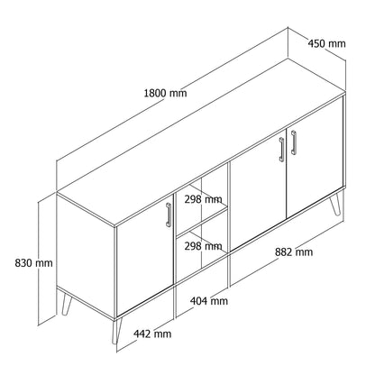Μπουφές Καρυδί
Ανθρακί 180x45x80cm | 389MZA2206
