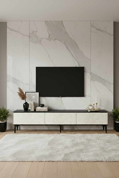 Έπιπλο Τηλεόρασης 180 × 40,5 × 30 Ανθρακί / Τραβερτίνη 392STN1202