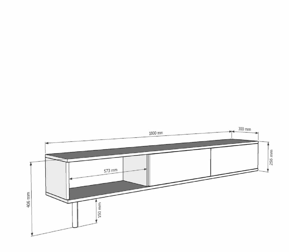 Έπιπλο Τηλεόρασης 180 × 40,5 × 30 Ανθρακί / Τραβερτίνη 392STN1202