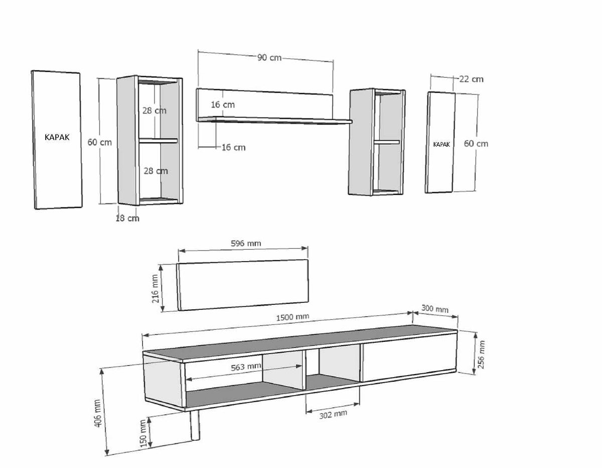 Σύνθεση Τηλεόρασης 150 × 40,5 × 30 Λευκό / Τραβερτίνη 392STN1210