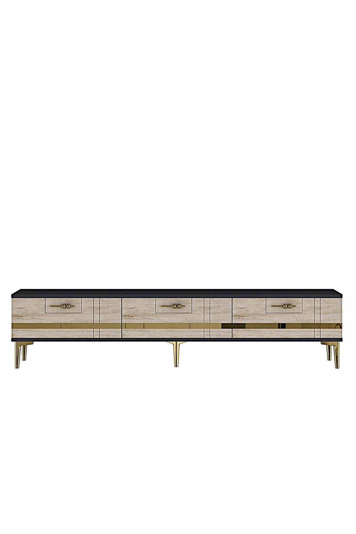 Έπιπλο Τηλεόρασης 180 × 41 × 30 Ανθρακί / Τραβερτίνη / Χρυσό 392STN1228